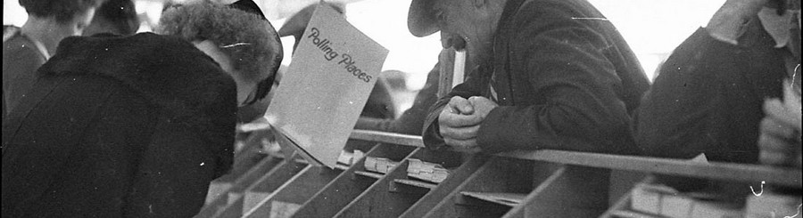 Vintage image of a man at a polling place